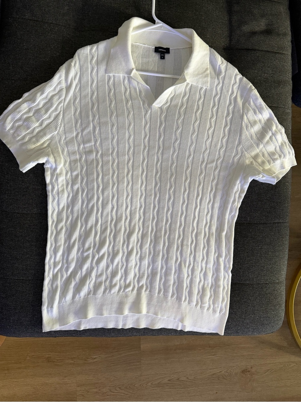 Express white Knit Short-Sleeve Polo Shirt Style
